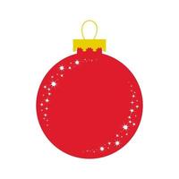 Red glass ball. Christmas tree decoration on Christmas. Flat colored insulated picture. vector