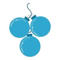 The combination of the three Christmas ornaments on the rope. Flat colored isolated picture. vector