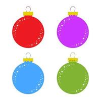 conjunto de colores planos de juguetes navideños aislados en forma de bolas. diseño simple para su procesamiento. vector