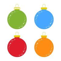 conjunto de colores planos de juguetes navideños aislados en forma de bolas. diseño simple para su procesamiento. vector