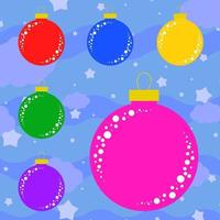 Set of flat colored isolated Christmas tree balls. vector