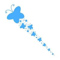 Silhouette of a large butterfly and small butterflies flying after it. vector