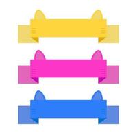 Set of isolated flat colored ribbons banners with ears. On a white background. Suitable for design vector