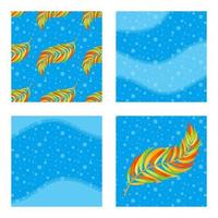 The set of Colored patterns and backgrounds with leaves abstract flat isolated vector