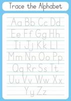 Trace letters. Writing practice. Tracing worksheet for kids. Learn alphabet. ABC game. Vector illustration. Cartoon style.