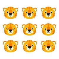 Cute tiger. Wild animal. Cartoon character. Colorful vector illustration. Isolated on white background. Design element. Template for your design, books, stickers, cards.