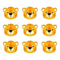 Cute tiger. Wild animal. Cartoon character. Colorful vector illustration. Isolated on white background. Design element. Template for your design, books, stickers, cards.