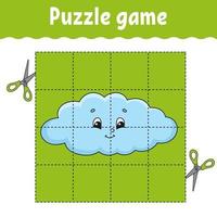 Puzzle game for kids. Education developing worksheet. Learning game for children. Color activity page. For toddler. Riddle for preschool. Isolated vector illustration in cartoon style.