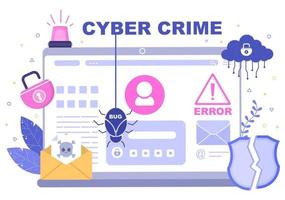 Cyber Crime Illustration Phishing Stealing Digital Data, Device System, Password, and Bank Document From the Computer vector