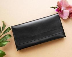 Black leather purse photo