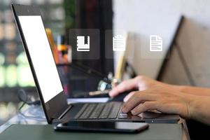 Businessman working on data analytics process management with financial charts and graph and automated marketing dashboard photo