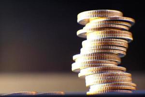 coins on table background and saving money and business growth concept, finance and investment concept, stack of coin on table and saving money photo