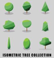 Collection of isometric tree and shrub flat design style. vector