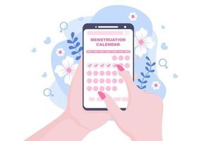 calendario del período de menstruación mujeres para verificar la fecha ilustración del ciclo vector