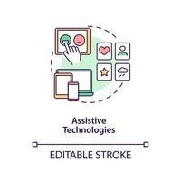 icono del concepto de tecnologías de asistencia. tratamiento de comportamiento autista idea abstracta ilustración de línea fina. aumentar las interacciones sociales. dibujo de color de contorno aislado vectorial. trazo editable vector