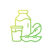 Soy milk gradient linear vector icon. Plant based milk. Grinding beans. Healthy product creation. Natural ingredients. Thin line color symbols. Modern style pictogram. Vector isolated outline drawing