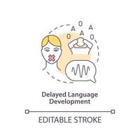 Delayed language development concept icon. Autism sign abstract idea thin line illustration. Having problems with words. Speech delays. Vector isolated outline color drawing. Editable stroke