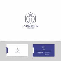Line Art Heart on House Logo with Business Card Template vector