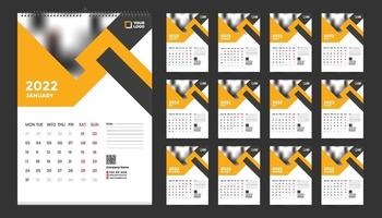 Diseño de plantilla de calendario de pared 2022 gratis con vector. diario del planificador con lugar para la foto. vector