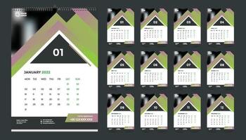 Free wall calendar 2022 template design with vector. Planner diary with Place for Photo. vector