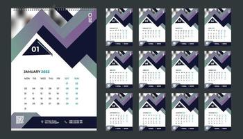 Free wall calendar 2022 template design with vector. Planner diary with Place for Photo. vector