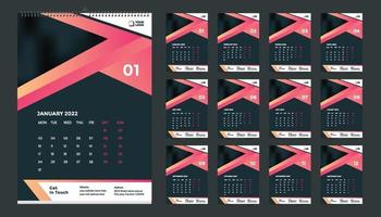 Free wall calendar 2022 template design with vector. Planner diary with Place for Photo. vector