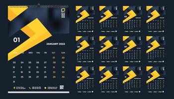 Free wall calendar 2022 template design with vector. Planner diary with Place for Photo. vector