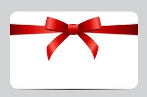 Gift Card with Red Ribbon and Bow. Vector illustration