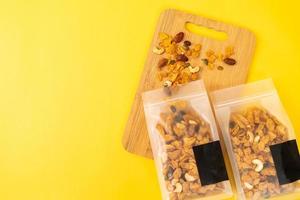 Grains cornflakes of cashew nut, almond, pumpkin seeds and sunflower seeds - healthy multigrain food photo