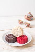 Chinese moon cake macadamia and white chocolate flavor for Mid-Autumn Festival photo