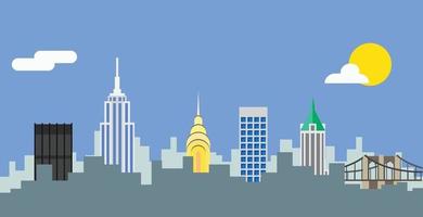 New York City highrise skyline simplicity flat design. vector