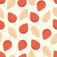 Yellow autumn leaves seamless pattern, vector background in flat style.