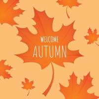 hoja de otoño con texto bienvenido otoño vector