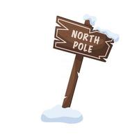 North Pole wooden road sign vector