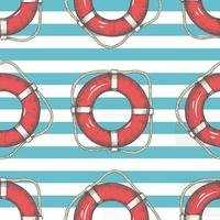 Seamless pattern with hand drawn lifebuoys and stripes. Vintage style. Pattern can be used for wallpaper, web page background, surface textures. vector