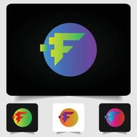 F letter logo modern abstract gradient design vector