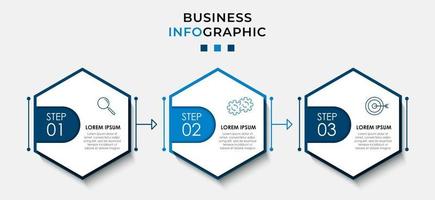 Plantilla mínima de infografías de negocios. línea de tiempo con 6 pasos, opciones e iconos de marketing. Infografía lineal de vector con dos elementos conectados en círculo. se puede utilizar para presentaciones. vector eps10