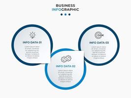 Plantilla mínima de infografías de negocios. línea de tiempo con 6 pasos, opciones e iconos de marketing. Infografía lineal de vector con dos elementos conectados en círculo. se puede utilizar para presentaciones. vector eps10