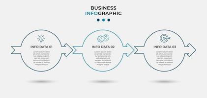 Plantilla mínima de infografías de negocios. línea de tiempo con 6 pasos, opciones e iconos de marketing. Infografía lineal de vector con dos elementos conectados en círculo. se puede utilizar para presentaciones. vector eps10