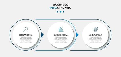 Plantilla mínima de infografías de negocios. línea de tiempo con 6 pasos, opciones e iconos de marketing. Infografía lineal de vector con dos elementos conectados en círculo. se puede utilizar para presentaciones. vector eps10