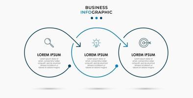 Plantilla mínima de infografías de negocios. línea de tiempo con 6 pasos, opciones e iconos de marketing. Infografía lineal de vector con dos elementos conectados en círculo. se puede utilizar para presentaciones. vector eps10