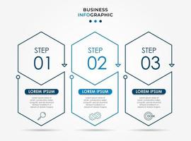 Plantilla mínima de infografías de negocios. línea de tiempo con 6 pasos, opciones e iconos de marketing. Infografía lineal de vector con dos elementos conectados en círculo. se puede utilizar para presentaciones. vector eps10