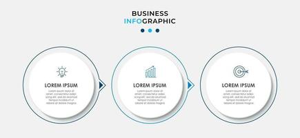 Plantilla mínima de infografías de negocios. línea de tiempo con 6 pasos, opciones e iconos de marketing. Infografía lineal de vector con dos elementos conectados en círculo. se puede utilizar para presentaciones. vector eps10