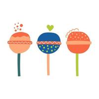 Hand drawn lollipop candy. Cute nursery design. Flat illustration.