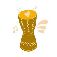 Musical instrument djembe drum. Hand drawn flat illustration. vector