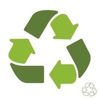 Recycle icon sign isolated on white background. Reuse, reduce green symbol. Vector illustration.