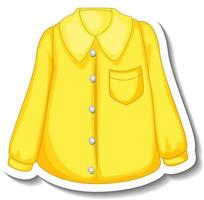 A sticker template with a yellow shirt for women isolated vector