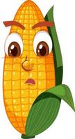 Cute corn cartoon character with face expression on white background vector