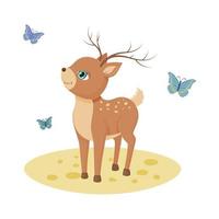 Cute Deer Baby With Butterfly vector