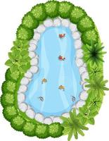 Aerial view with many fishes in nature pond vector